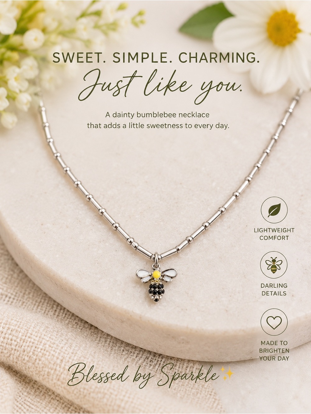 paparazzi Silver Bumblebee Pendant Necklace with Yellow Accent